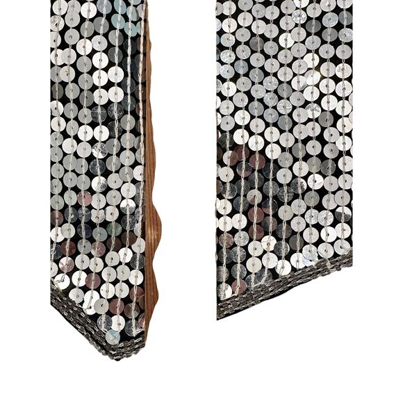 'AJ' India Vintage Silver Sequin/Black Silk Rayon Vest Women's Size Large - Picture 10 of 10